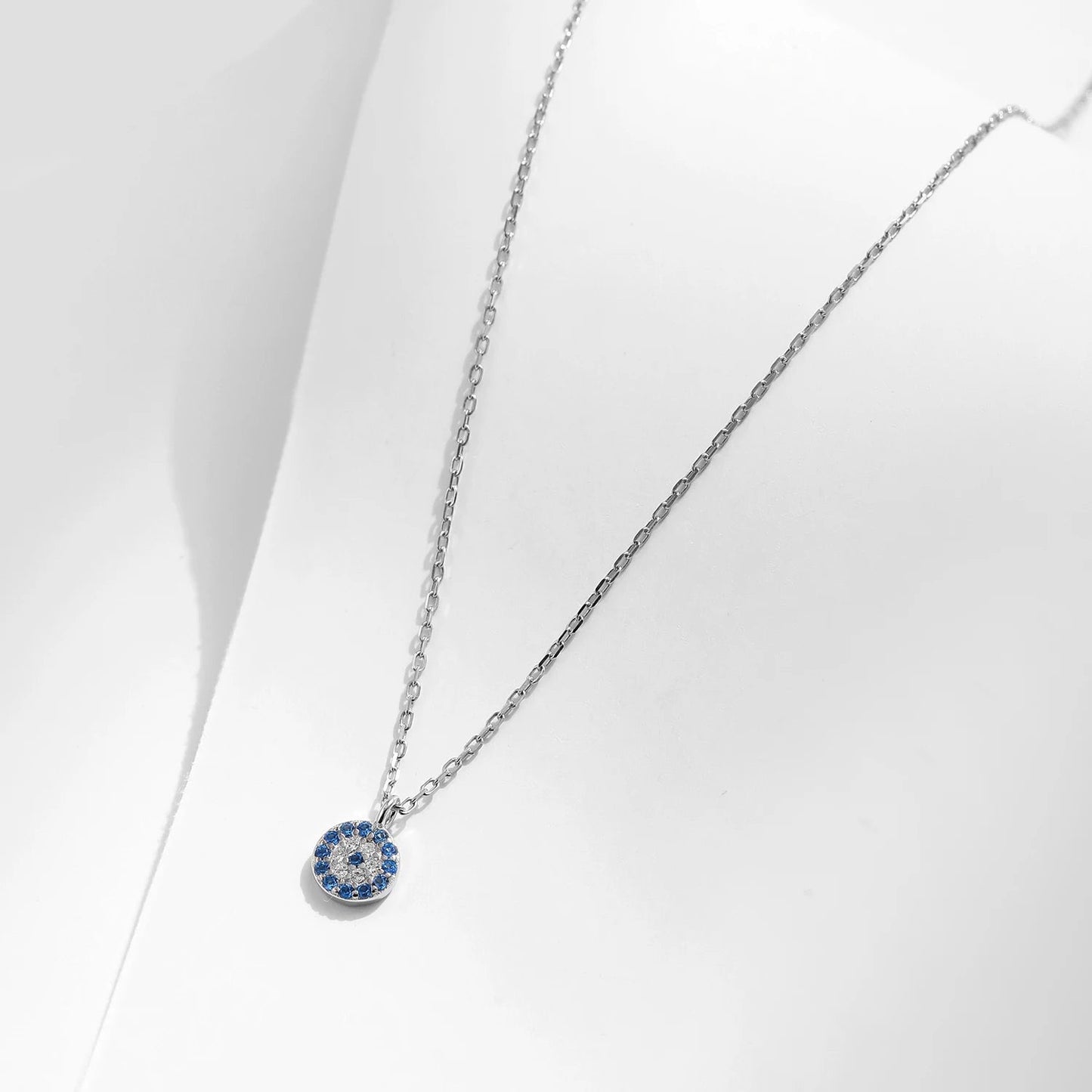Blue Eye Sterling Silver Zirconia Eyes Pendant Necklaces Chain