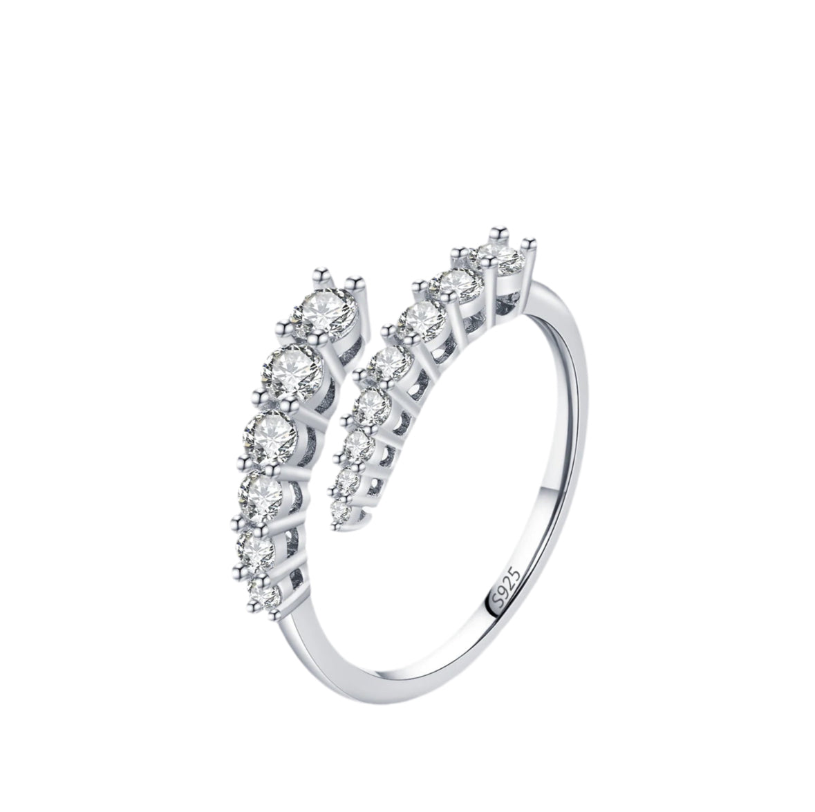 Sterling Silver Round Zircon Resizable Rings