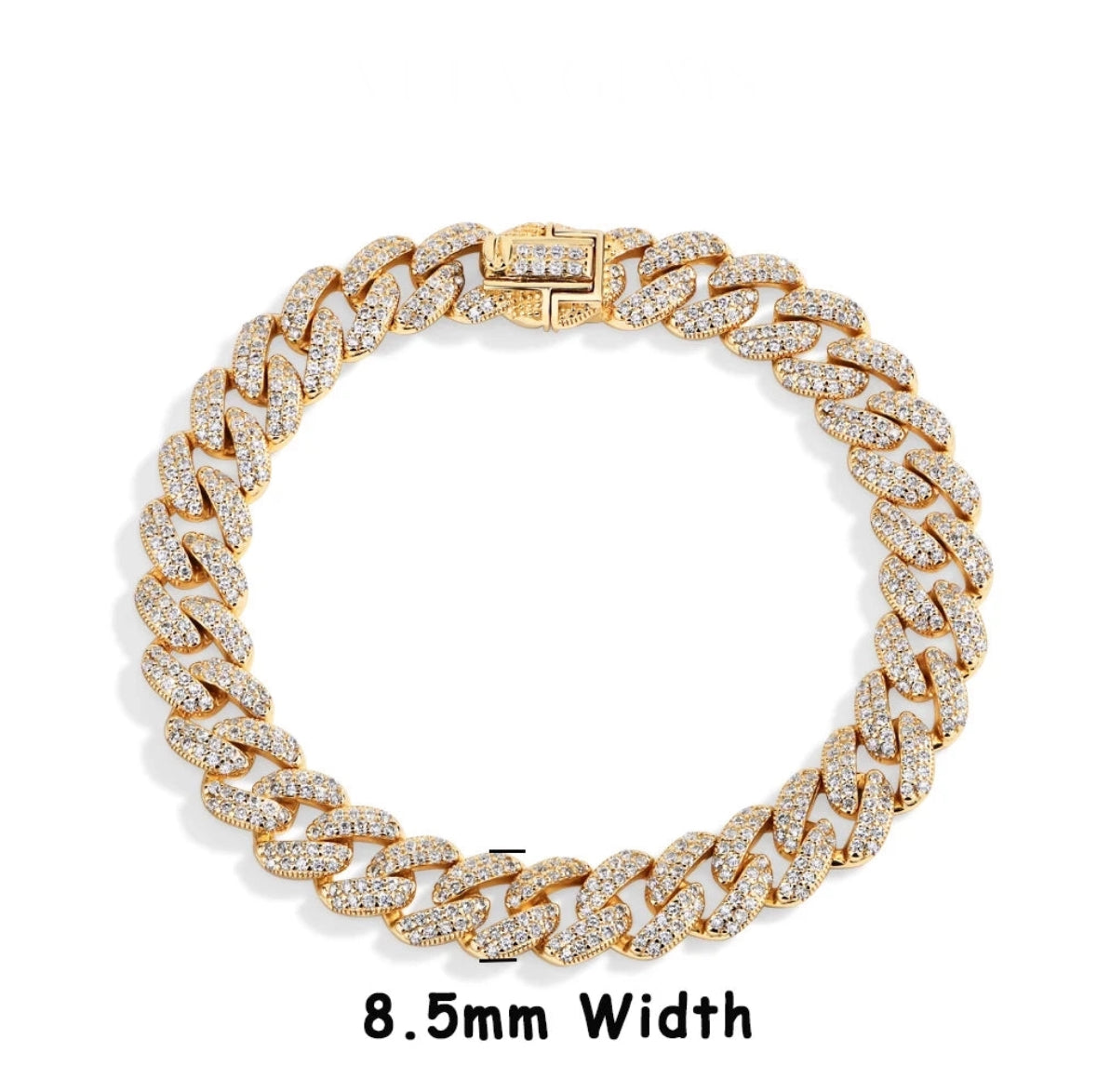 Moisannite Cuba Sterling Silver Rhodium Plated Tennis Bracelet Chain