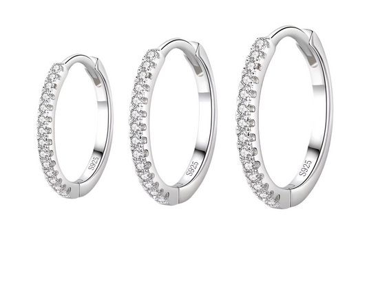 Cubic Zirconia Sterling Silver Hoop Earrings
