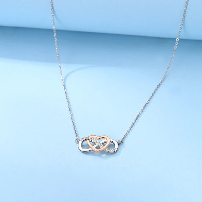 Sterling Silver Infinity Heart Charm Necklace