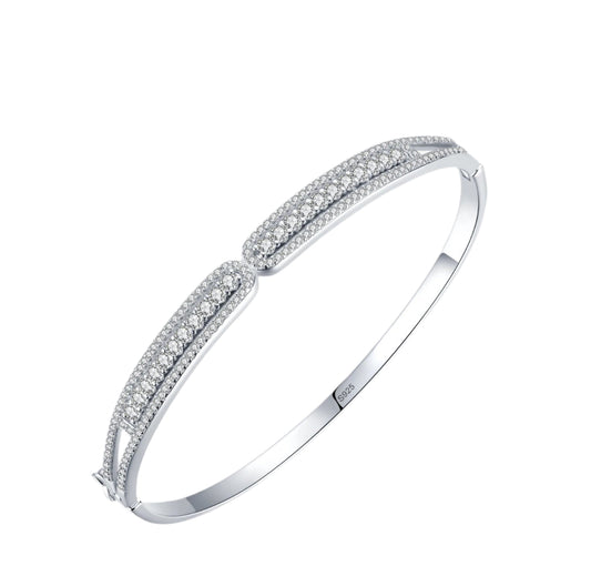 Sterling Silver Zirconia Ten Hearts Bangle & Bracelet
