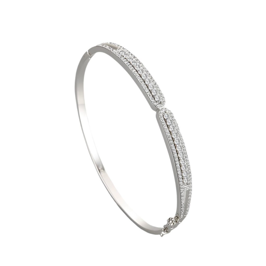 Sterling Silver Zirconia Ten Hearts Bangle & Bracelet
