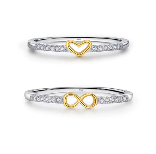 Rhodium And Gold Plated Sterling Silver With Cubic Zirconia Rings