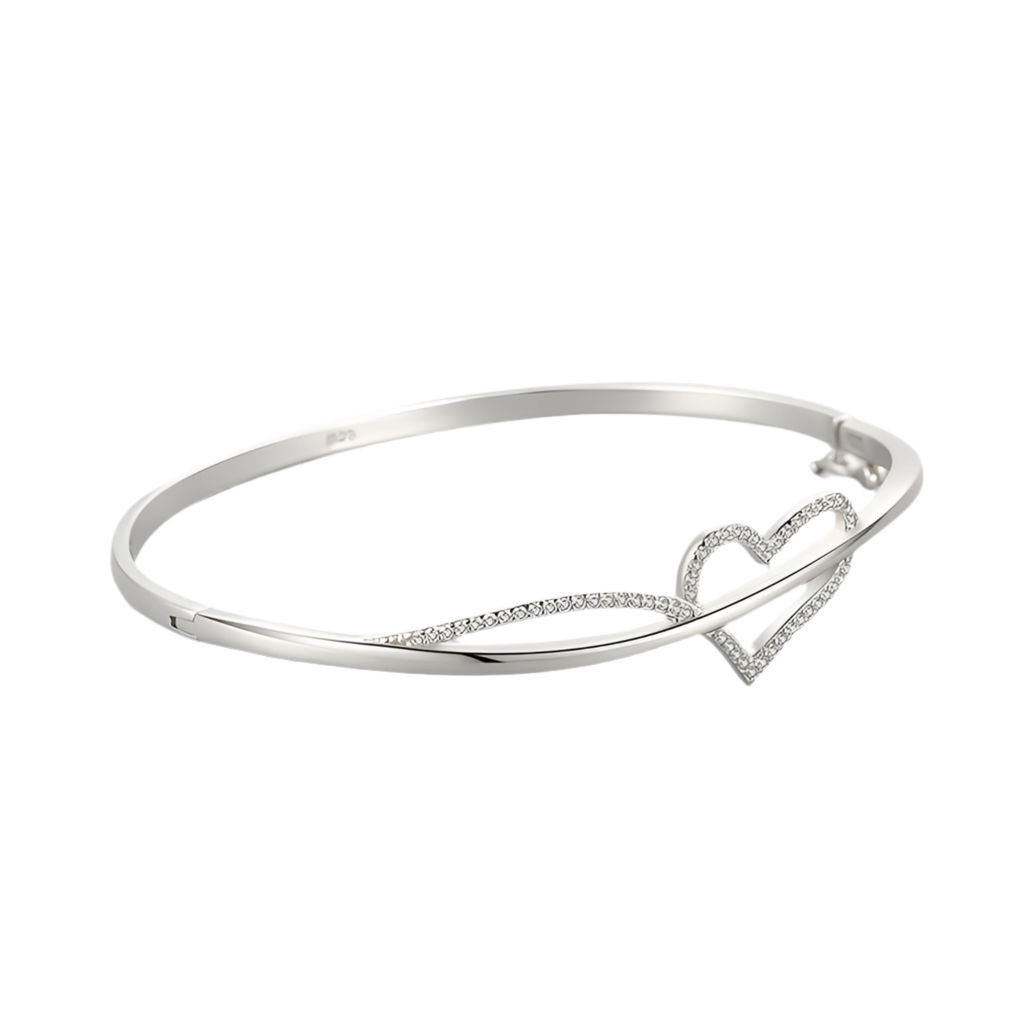 Sterling Silver Zirconia Love Hearts Bracelet & Bangle