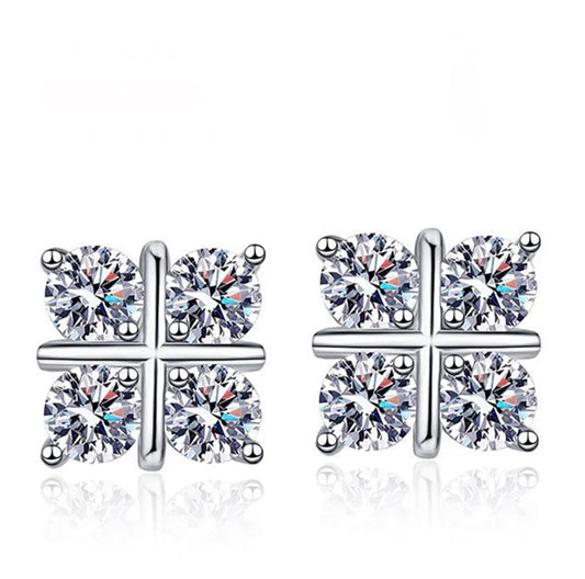 Moissanite Stud Earrings D Color 3mm Sterling Silver 0.8ct a Pair Stud Earrings For Women