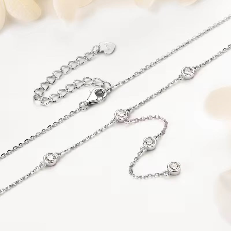 Sterling Silver Moissanite Drop Bezel Necklace