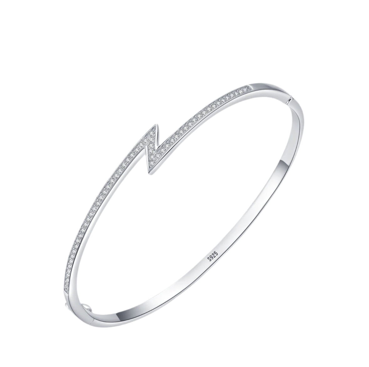 Lightning Shape Sterling Silver Bangle For Women