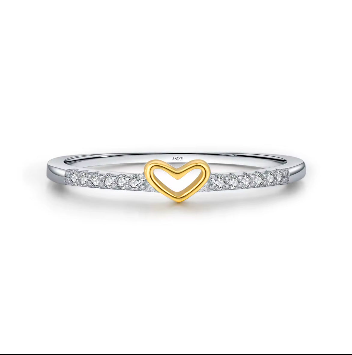 Rhodium And Gold Plated Sterling Silver With Cubic Zirconia Rings