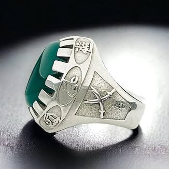 Islamic Ring Silver Collection Green stone