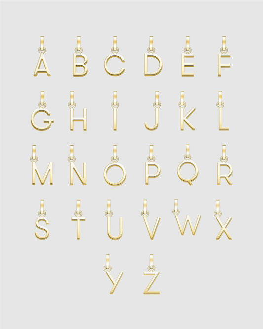 Initial A to Z letters In 10K 14K 18K Solid Gold