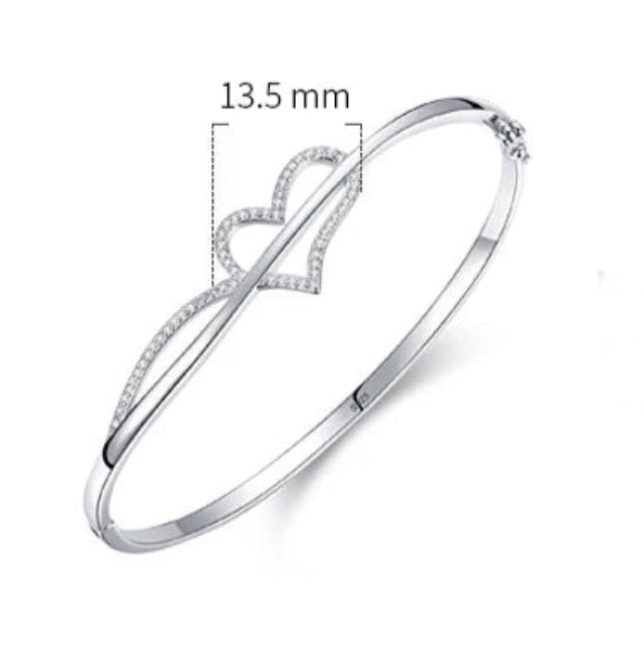 Sterling Silver Zirconia Love Hearts Bracelet & Bangle