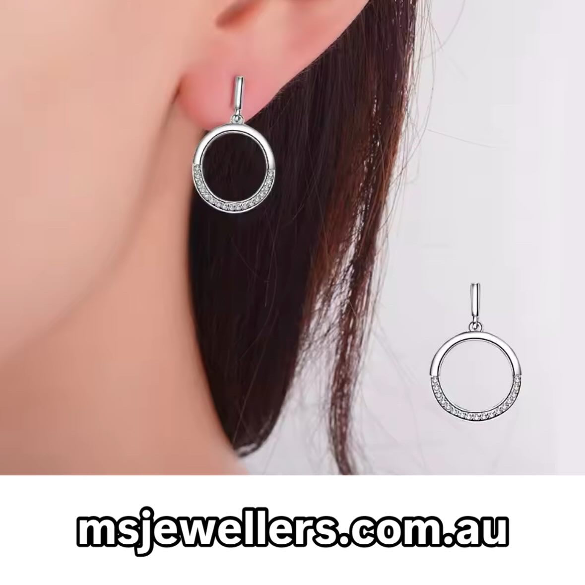 Sterling Silver Drop Cubic Zirconia Earrings for Women