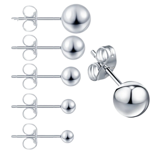 Ball Stud Earrings 2.5-6mm 925 Sterling Silver High-Quality Ear Studs Balls Earrings