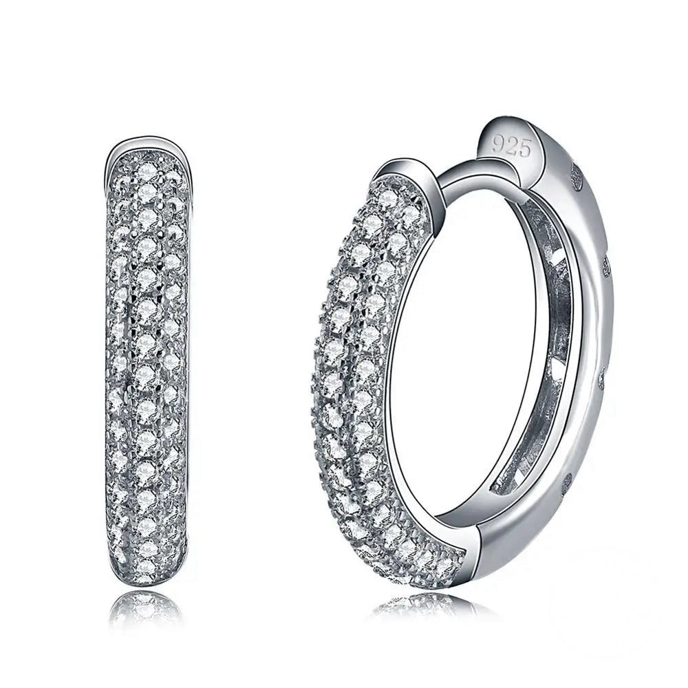 Sterling Silver Women Hoop Earrings Cubic Zirconia For Girl Women Jewellery