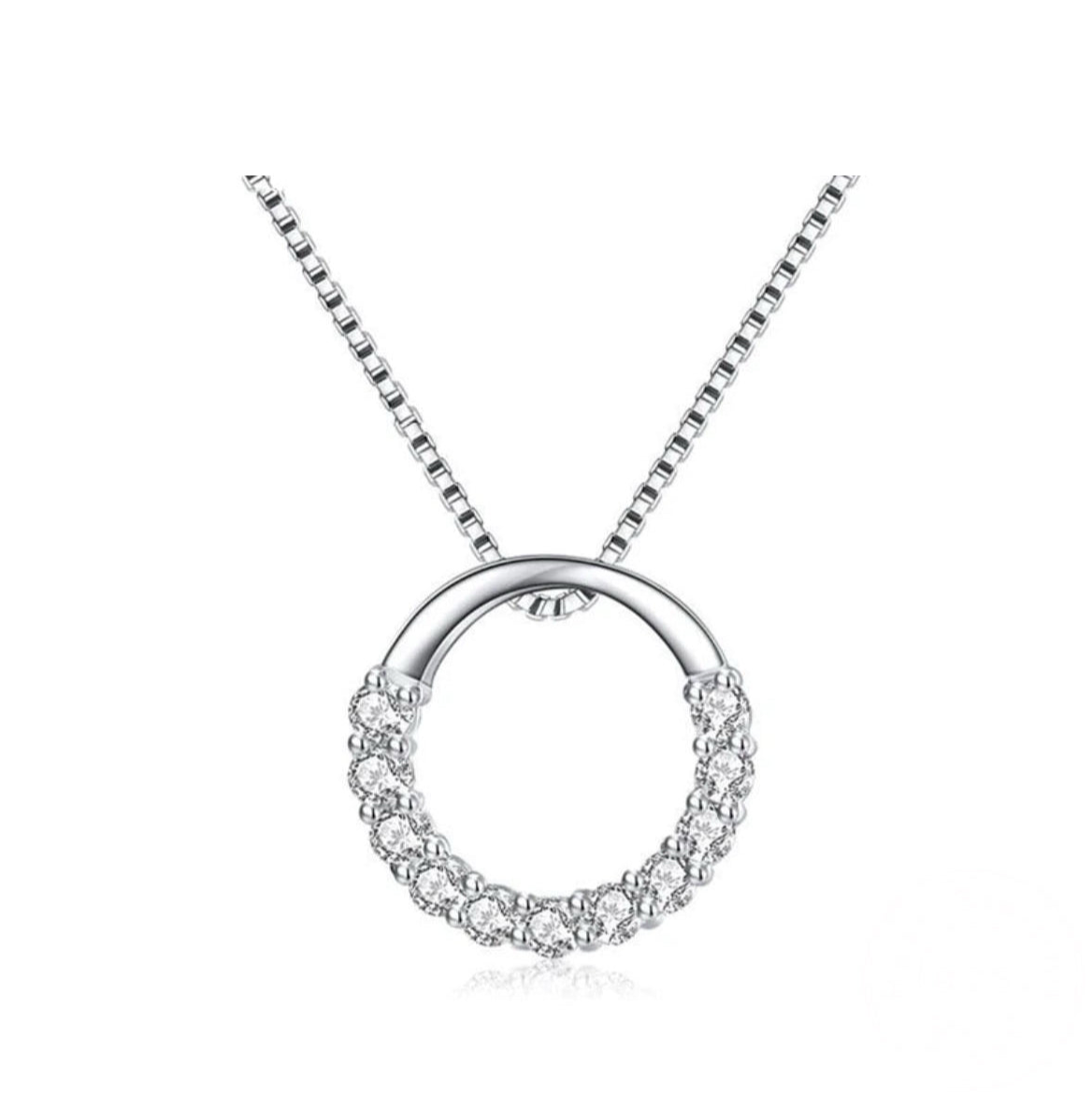 Round Shape Zirconium Pendant Necklaces Box Chain
