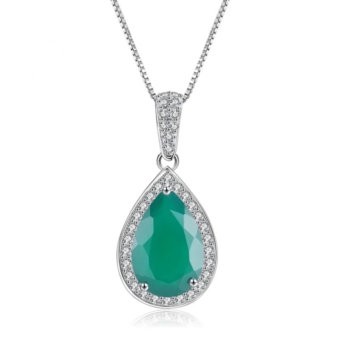 Natural Green Agate Gemstone Sterling Silver Vintage Necklace