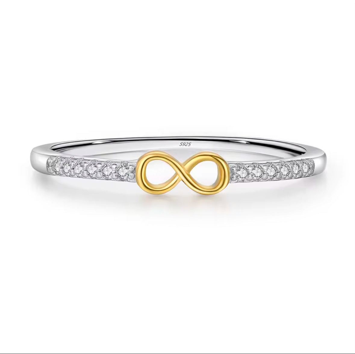 Rhodium And Gold Plated Sterling Silver With Cubic Zirconia Rings