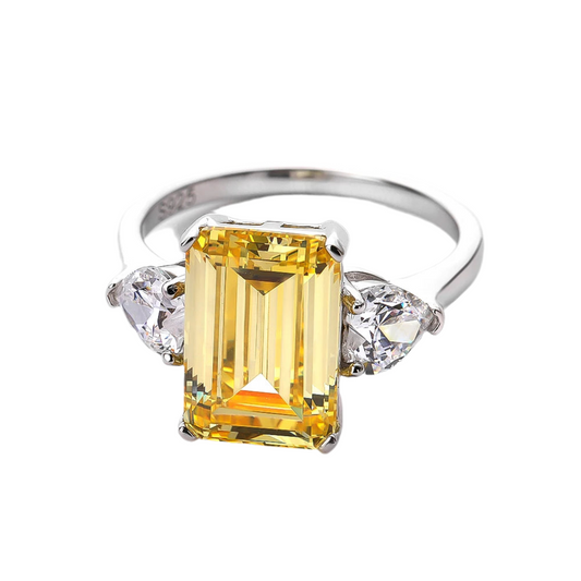 7 Carats Yellow Zircon Sterling Silver Rings
