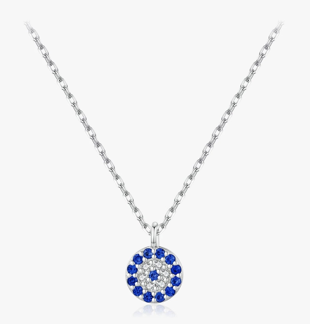 Blue Eye Sterling Silver Zirconia Eyes Pendant Necklaces Chain