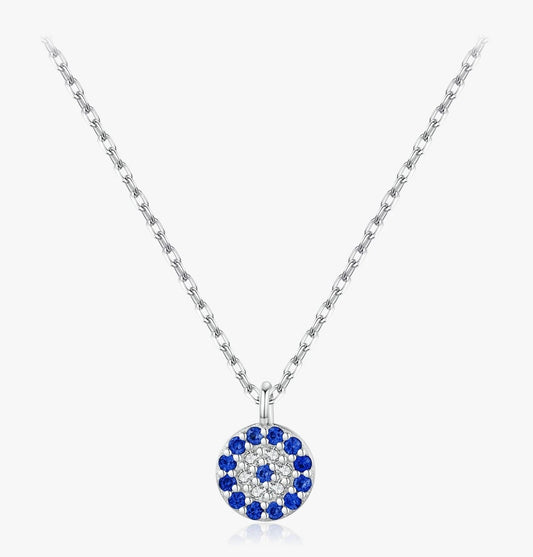 Blue Eye Sterling Silver Zirconia Eyes Pendant Necklaces Chain