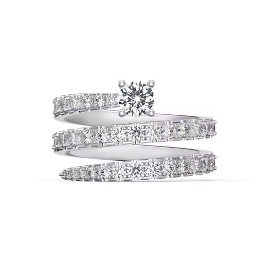 Sterling Silver Rhodium Plated Ring Cubic Zirconia