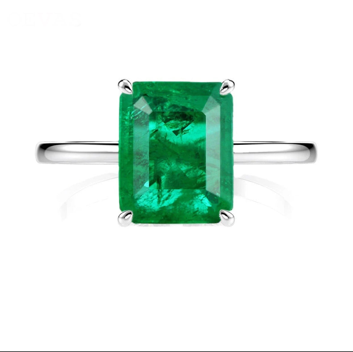 Emerald Zirconia Sterling Silver 4 Carat Rings For Women
