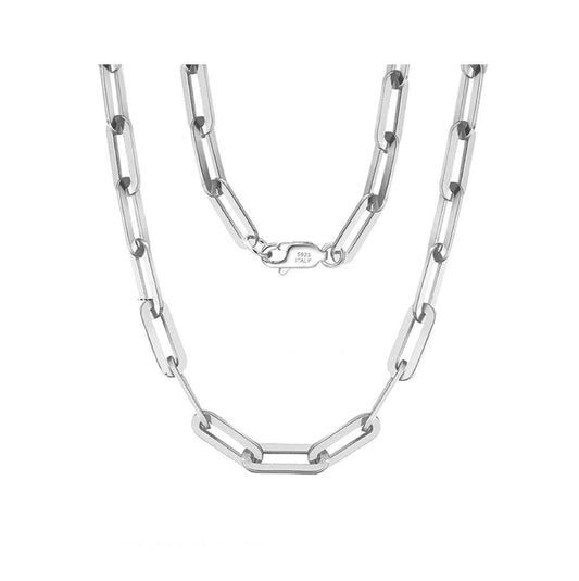 Sterling Silver Paperclip Necklace Chain for Women