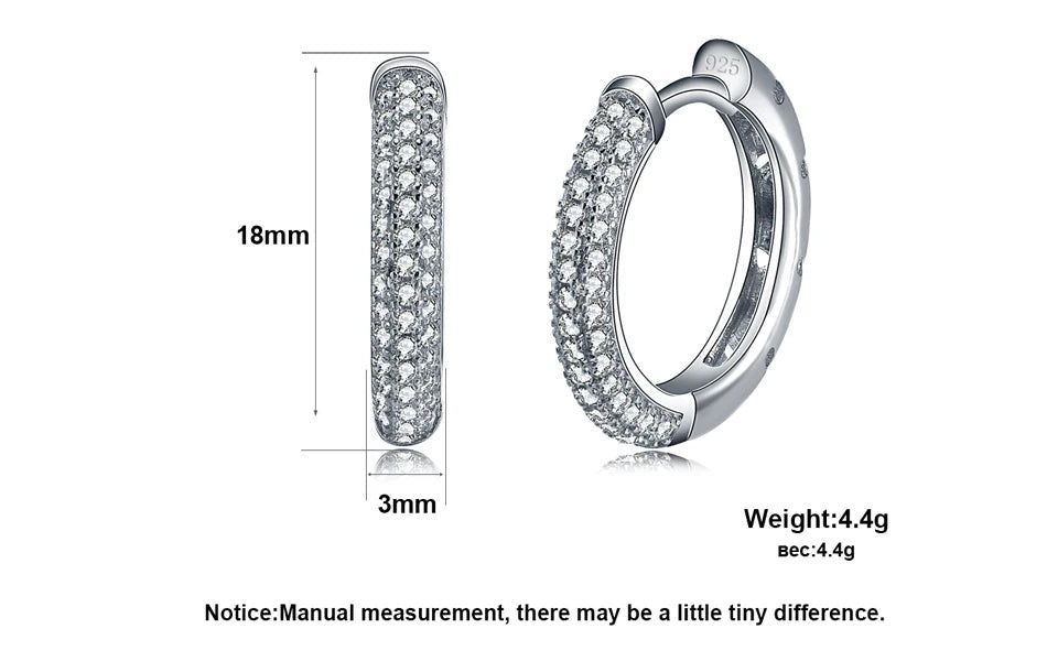 Sterling Silver Women Hoop Earrings Cubic Zirconia For Girl Women Jewellery
