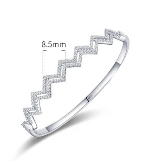 Sterling Silver Cubic Zirconia Openable Bangle