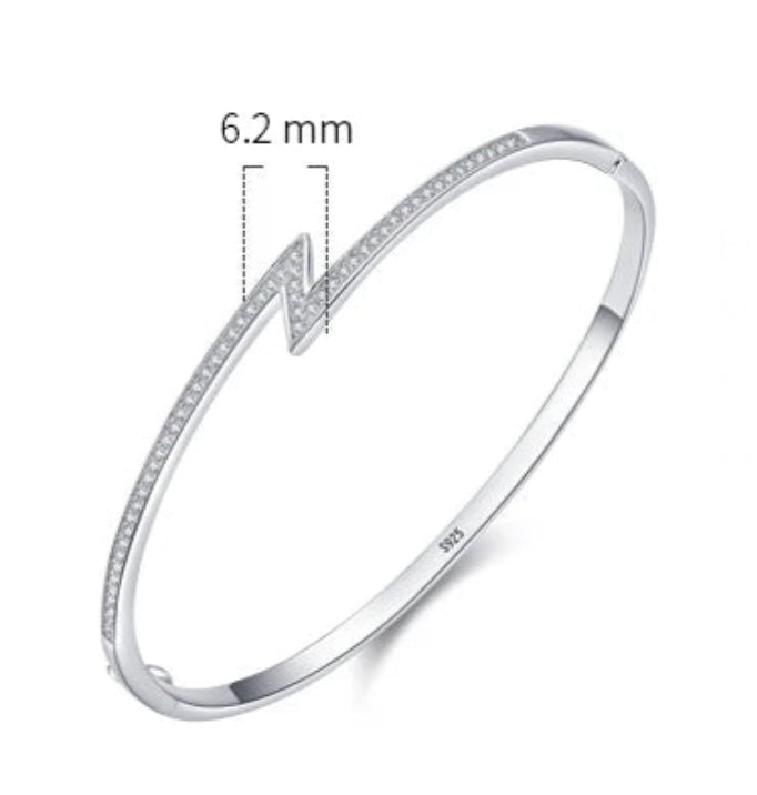 Lightning Shape Sterling Silver Bangle For Women