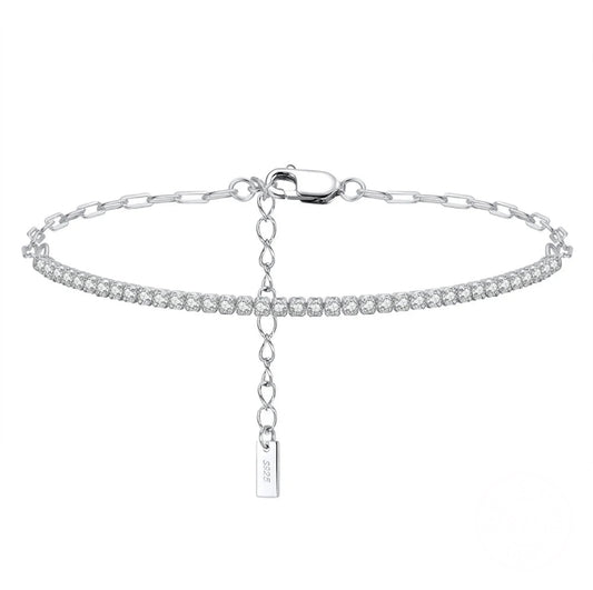 Gold Plated & Sterling Silver Paperclip Tennis Bracelet For Women