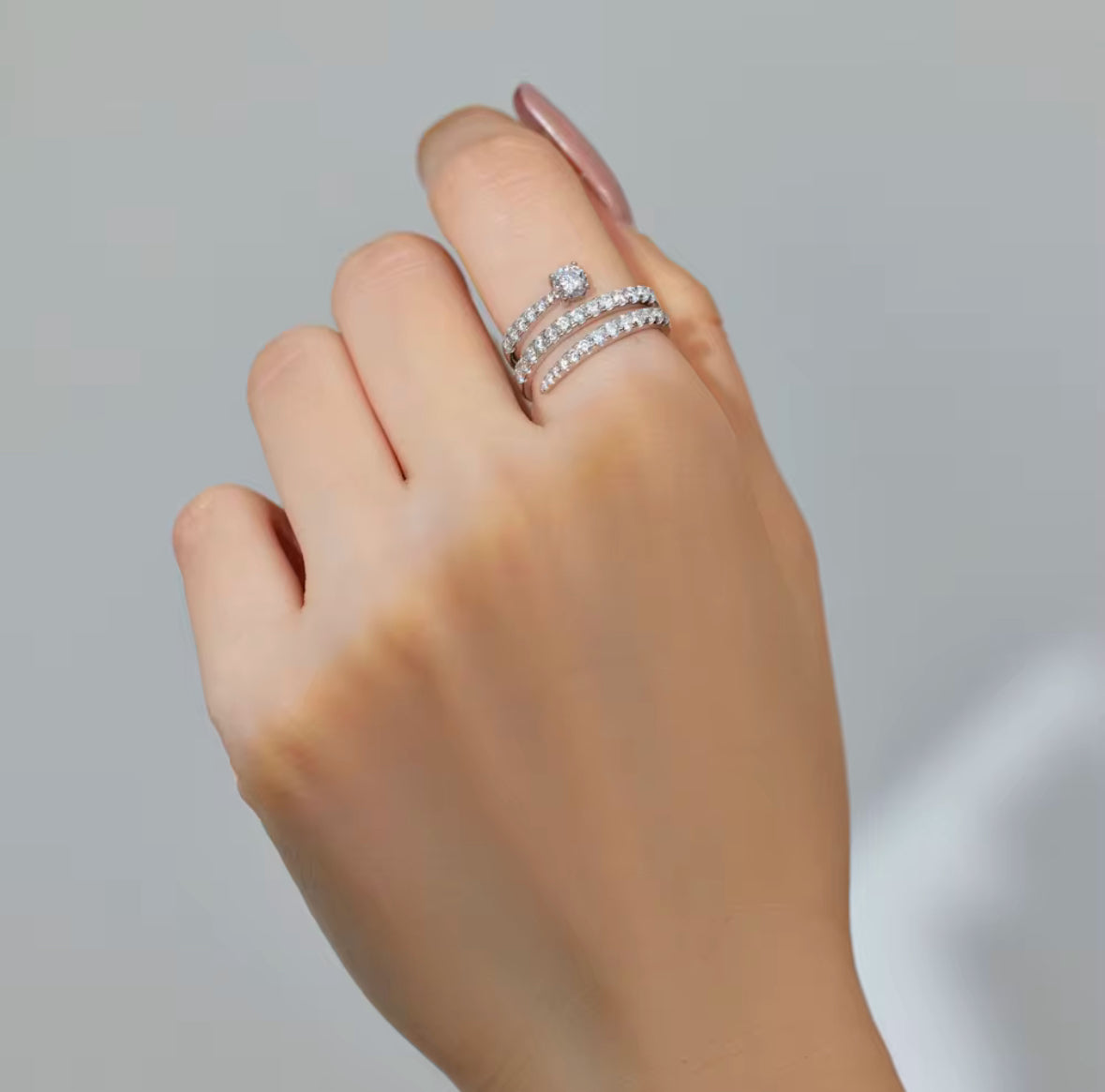 Sterling Silver Rhodium Plated Ring Cubic Zirconia