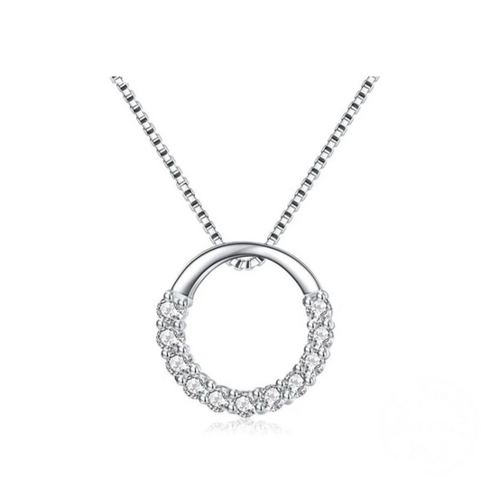 Round Shape Zirconium Pendant Necklaces Box Chain