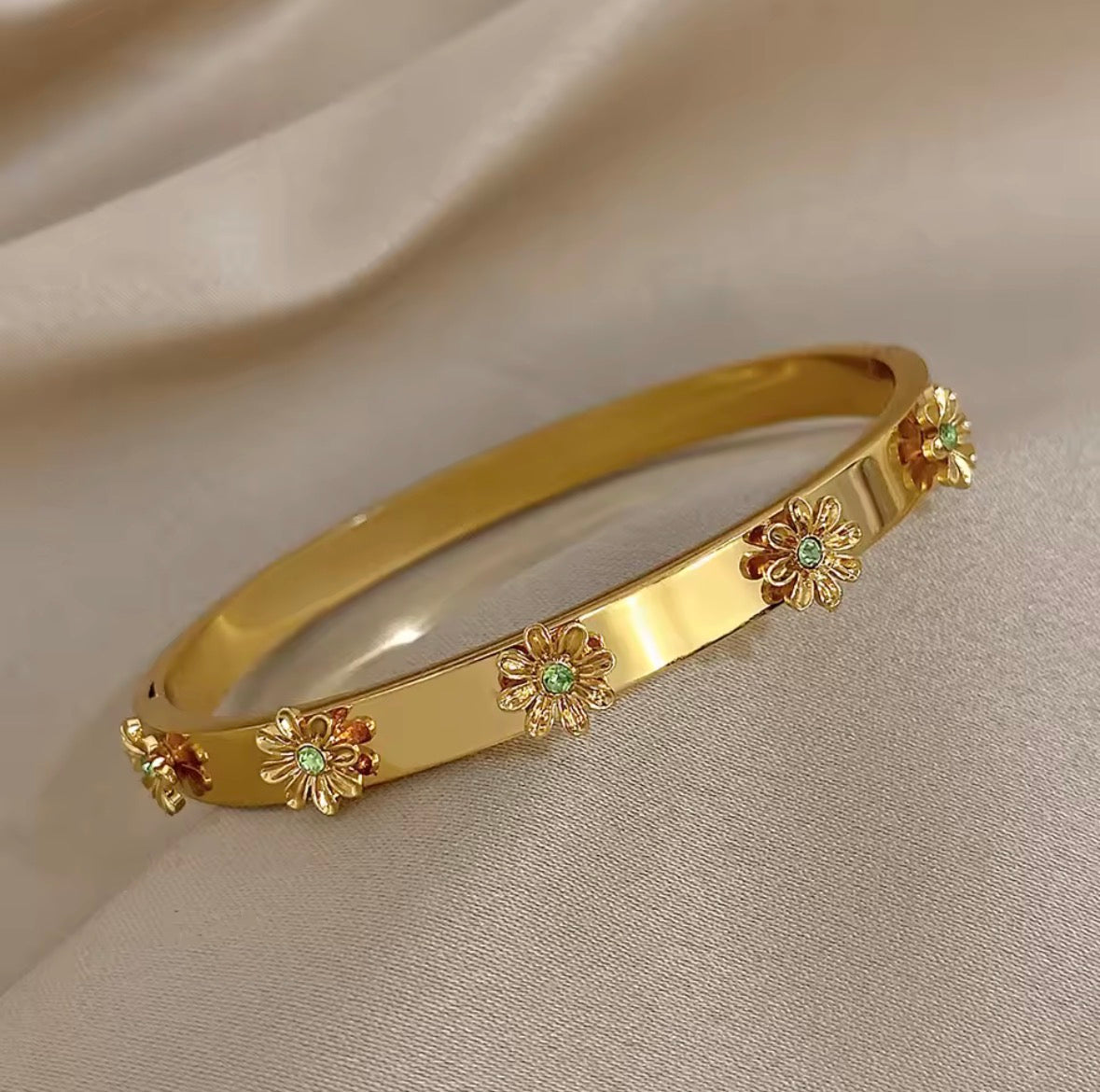 Stainless Steel Flower Cuff Bangle Bracelet Jewellery