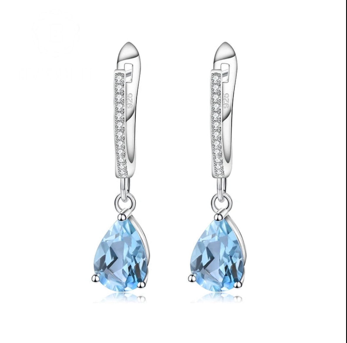 Natural Sky Blue Topaz Sterling Silver Earrings