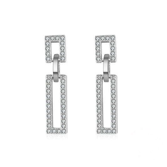 Sterling Silver Drop Earrings Rectangle Dangle For Women