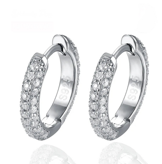 Moissanite Sterling Silver & Platinum Plated Hoop Earrings