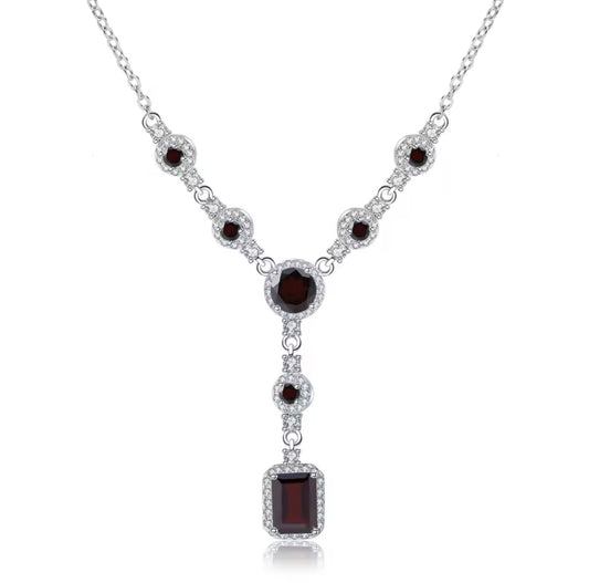 Beautiful Natural Gemstones Topaz Garnet Quartz Swiss Blue Topaz Sterling Silver Necklaces