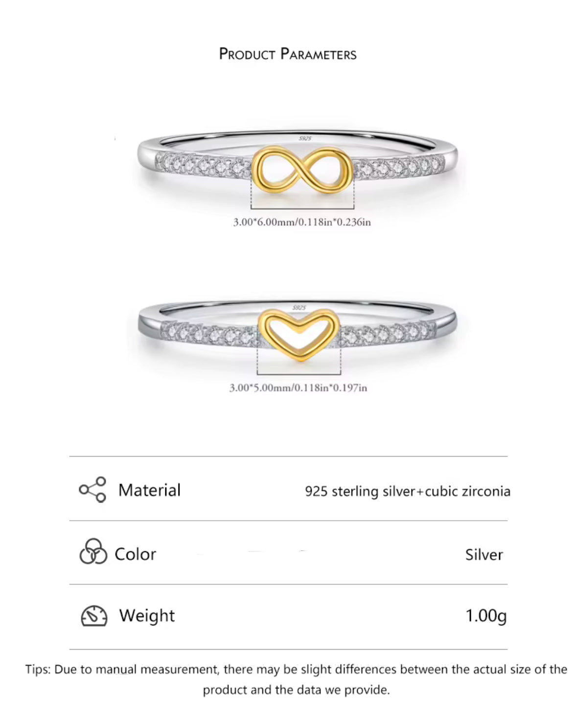 Rhodium And Gold Plated Sterling Silver With Cubic Zirconia Rings
