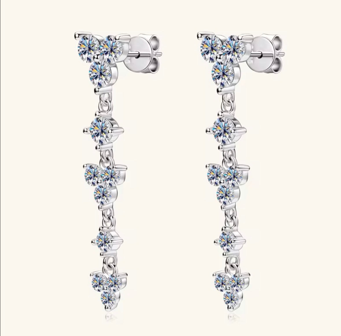 Sterling Silver Moissanite Multiple Stones Drop Earrings