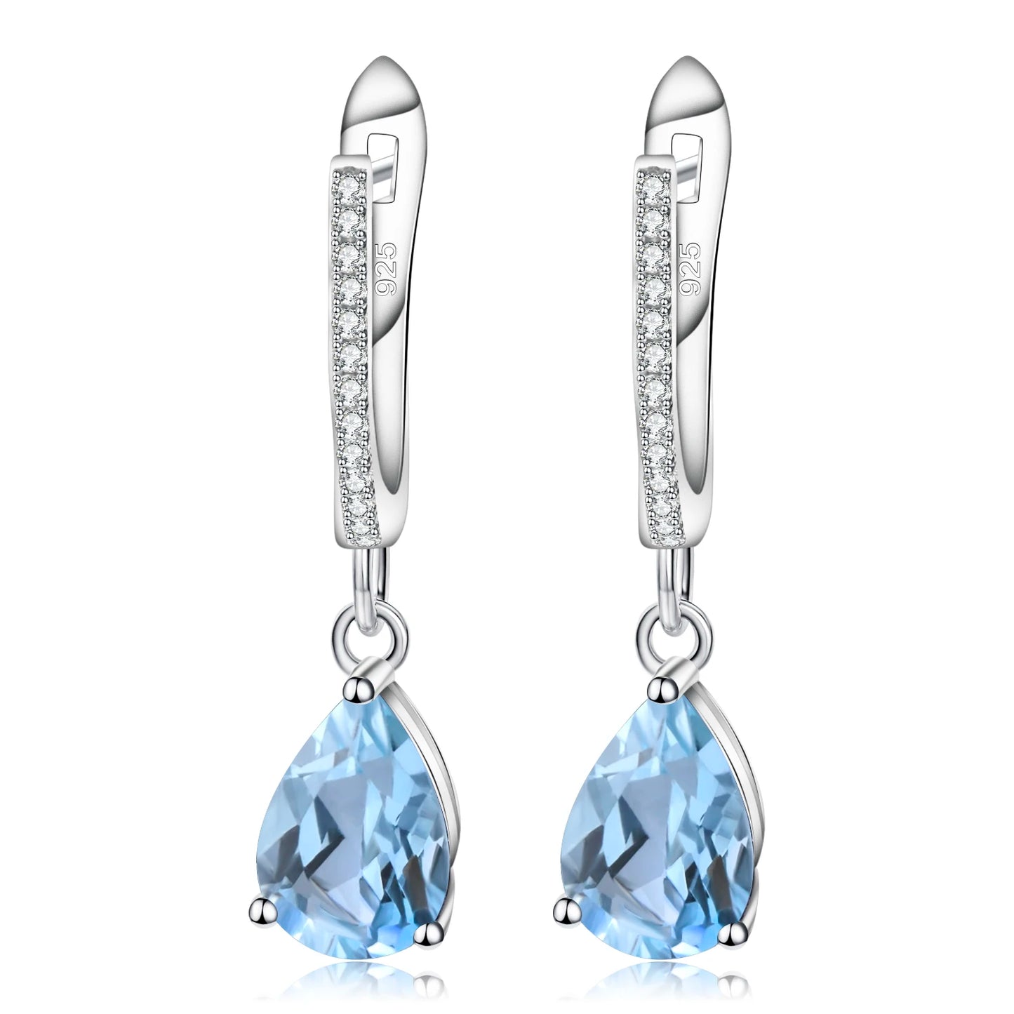 Natural Sky Blue Topaz Sterling Silver Earrings