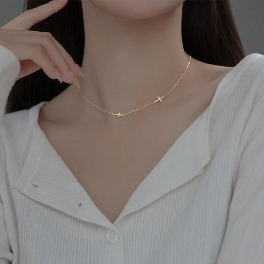 Sterling Silver Cross Pendant Necklace For Women Wedding Christmas Gift Jewelry