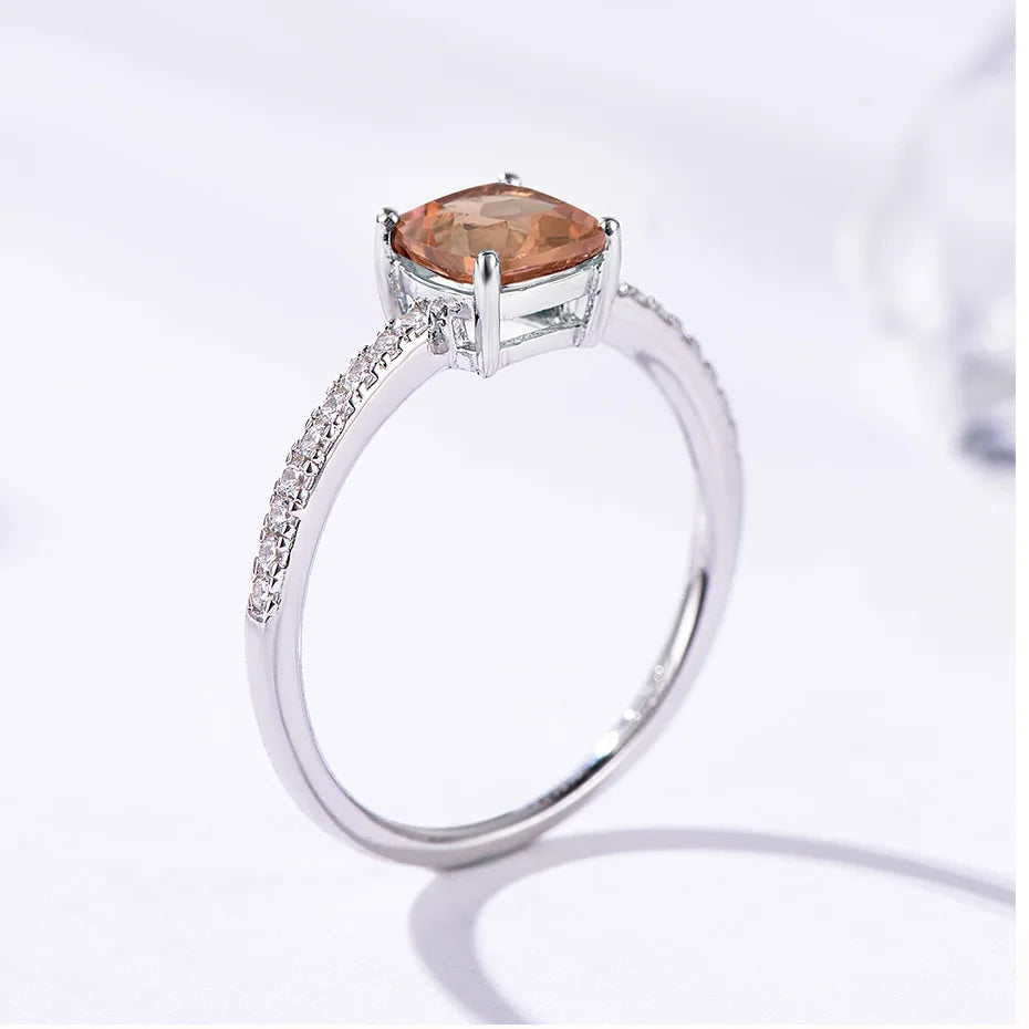 Solid 925 Sterling Silver Wedding Engagement Topaz Emerald Sapphire Ring Gemstone Rings for Women Girls