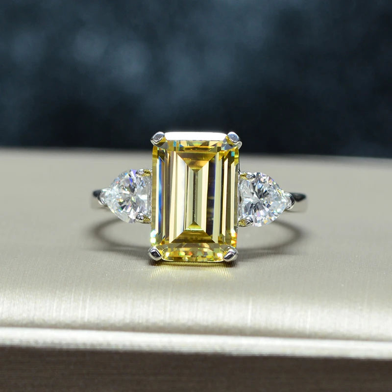 7 Carats Yellow Zircon Sterling Silver Rings
