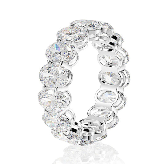 Oval Shaped Zirconia Sterling Silver Eternity Band