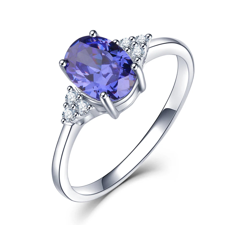 Solid 925 Sterling Silver Color Change Zultanite Tanzanite Gemstone Ring for Women Jewelry