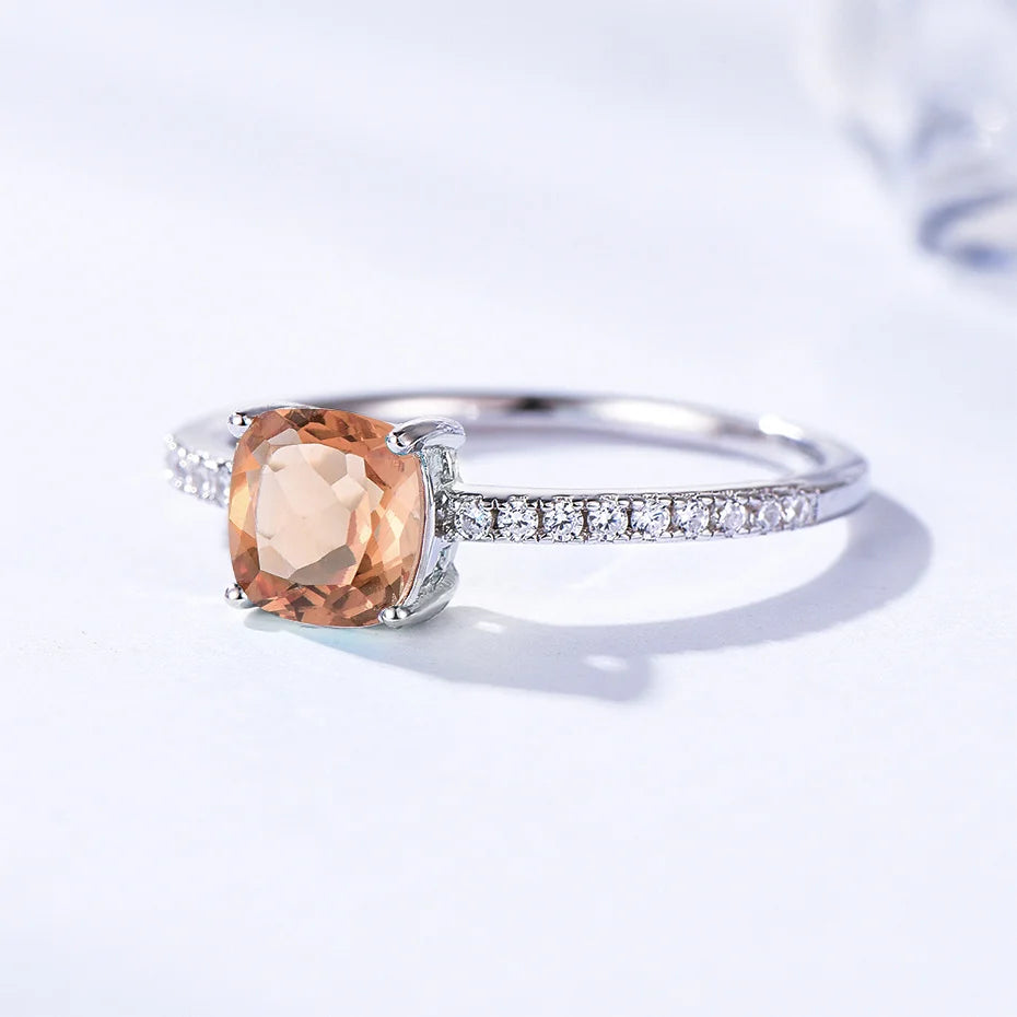 Solid 925 Sterling Silver Wedding Engagement Topaz Emerald Sapphire Ring Gemstone Rings for Women Girls
