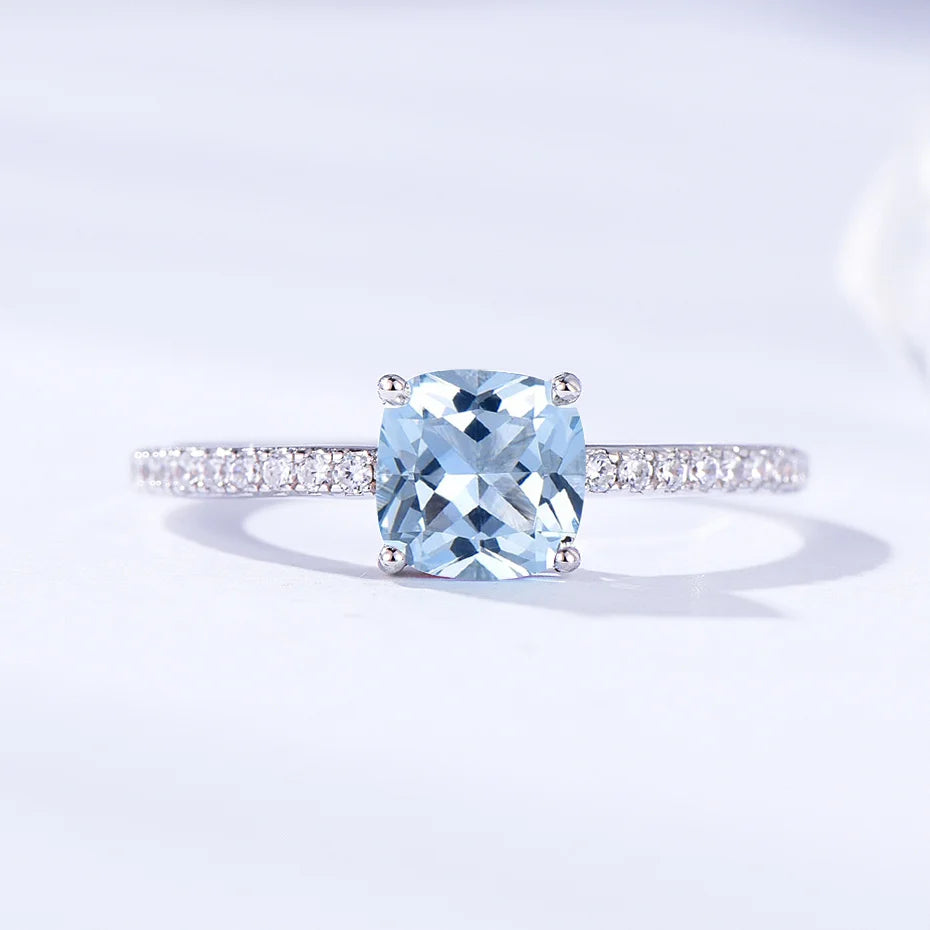 Solid 925 Sterling Silver Wedding Engagement Topaz Emerald Sapphire Ring Gemstone Rings for Women Girls