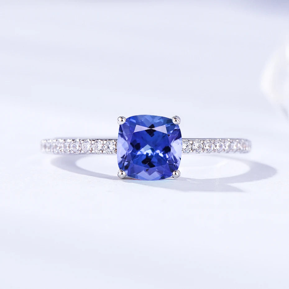 Solid 925 Sterling Silver Wedding Engagement Topaz Emerald Sapphire Ring Gemstone Rings for Women Girls
